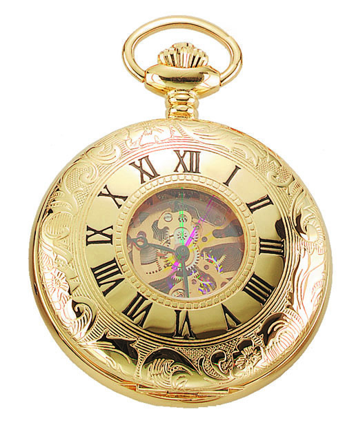 Charles-hubert- Paris Brass Gold-plated Mechanical Double Cover Pocket Watch #3536