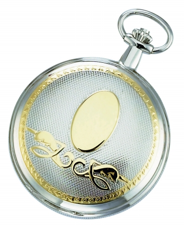 Charles-Hubert- Paris Brass Two-Tone Mechanical Double Cover Mechanical Pocket Watch #3820