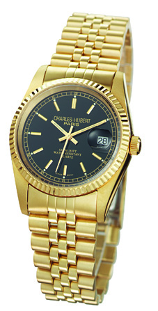 Charles-hubert- Paris Mens Gold-plated Stainless Steel Quartz Watch #