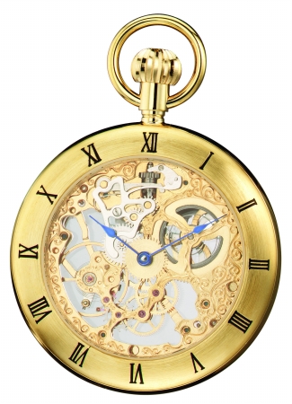 Charles-Hubert- Paris Gold-Plated Brass Mechanical Open Face Pocket Watch #3815