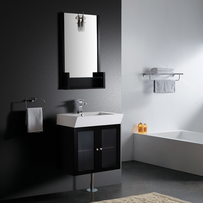 Vigo VG09004104K 25inch Single Bathroom Vanity with Mirrors Lighting System and Shelf