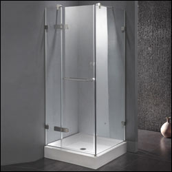 Vigo VG6011CHCL3232W 32 x 32 Frameless 3/8 and quot; Clear/Chrome Shower Enclosure with Base