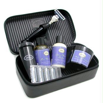 Travel Kit Lavender : Razor + 4 Blades + PreShave Oil + Shaving Crm + AS Balm + Shaving Brush  6pcs+1case by The Art Of Shaving