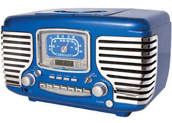 Crosley CR612BLML Corsair Alarm Clock Radio with CD Player- Metallic Blue