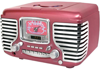 Crosley CR612MPML Corsair Alarm Clock Radio with CD Player-Metallic Pink