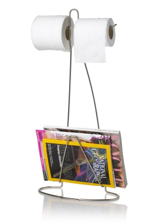 Black+Blum Loo Read Silver Magazine Rack and Toilet Paper Holder