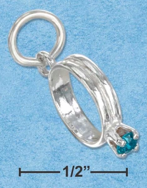 Sterling Silver BirthStone Ring Charm with December Cubic Zirconia