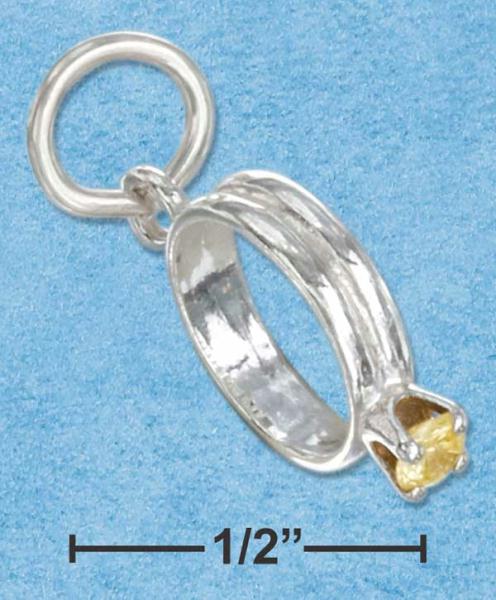 Sterling Silver BirthStone Ring Charm with December Cubic Zirconia