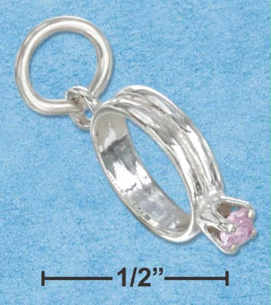 Sterling Silver BirthStone Ring Charm with July Cubic Zirconia