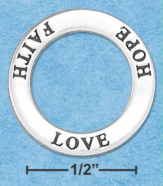 Sterling Silver Love Hope Faith Affirmation Band Pendant