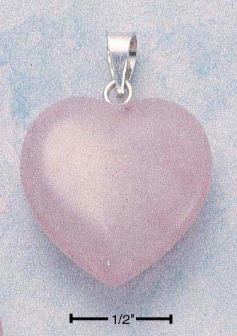 Sterling Silver Lg Rose Quartz Heart Pendant