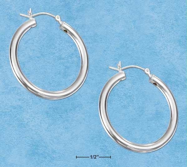 Sterling Silver 30mm Tubular Hoop Earrings With French Locks