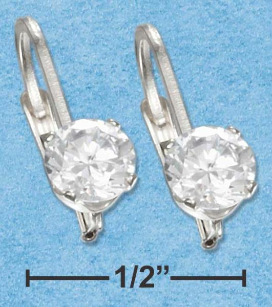 Sterling Silver 5mm Round Cz Leverback Earrings