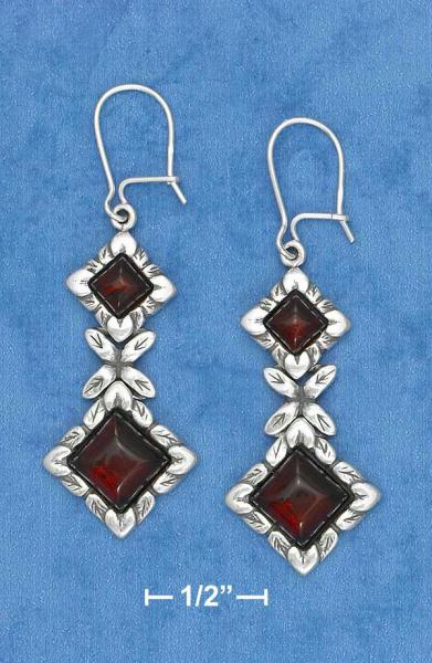 Sterling Silver Cherry Amber Diamond Shape Stone Kidney Wire S Earrings Amber Earrings Silver