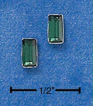 Sterling Silver Emerald Cut Austrian Crystal May Birthstone Earrings On Posts
