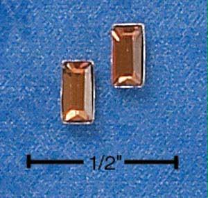 Sterling Silver Emerald Cut Austrian Crystal November Birthstone Earrings On Posts