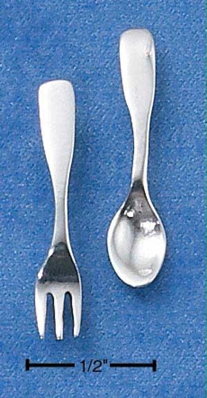 Sterling Silver Mini Fork And Spoon Earrings On Posts