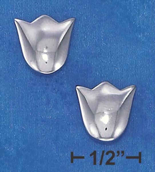 Sterling Silver Rhodium Plated High Polish Tulip Post Earrings