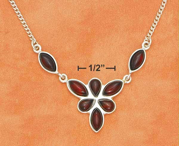 Sterling Silver 17 Inch Marquis Teardrop Cherry Amber Dangle Necklace Amber Silver Necklace
