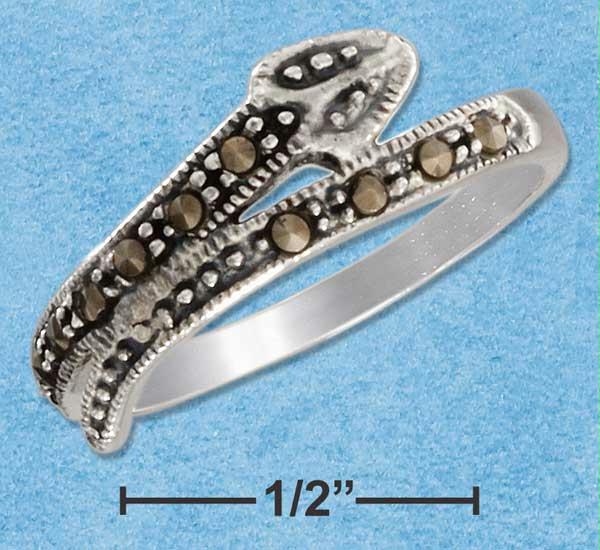 Sterling Silver 7mm Marcasite Snake Bypass Ring