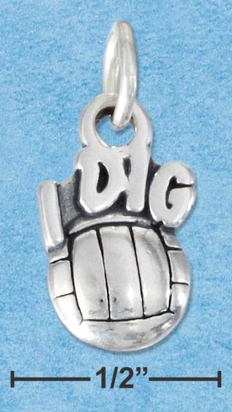 Sterling Silver I Dig Inch Volleyball Charm