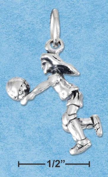 Sterling Silver Three Dimensional Girl Volleyball Player Charm