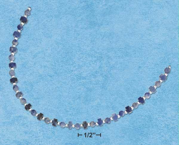Sterling Silver 16-18 Inch Adjustable Sodalite Bead Necklace