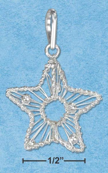 Sterling Silver Wire Wrapped Star Pendant with Beads