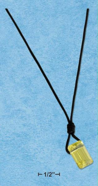 Emerald Cut Lemon Quartz Necklace On Black Cord