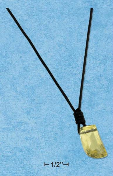 Freeform Shape Lemon Quartz Necklace On Black Cord