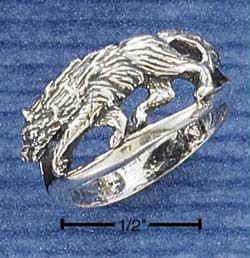 Plum Island Silver SR0978 1/2"Sterling Silver Wolf Ring Size: 7