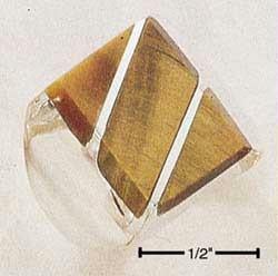 Sterling Silver Menapos;s Large Tiger Eye Rectangular Striped Ring