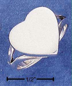 Sterling Silver Heart Signet Ring With Split Shank Size: 7