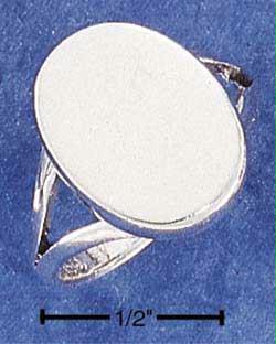 Sterling Silver Oval Signet On Split Shank Ring Size: 7