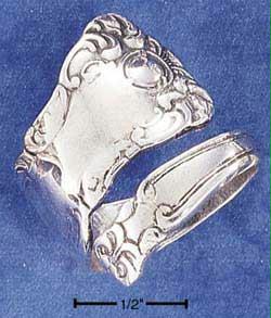 Sterling Silver Spoon Ring With Swirl Design And Antiqued Finish Size: 7