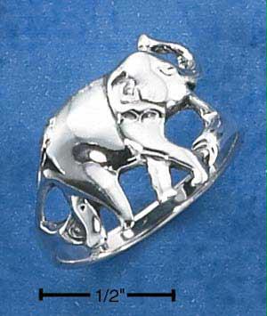 Sterling Silver Womens Elephant Ring  Size: 7
