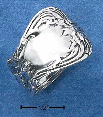 Sterling Silver Spoon Ring with Flowers and Antiqued Finish Size: 7