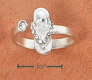 Sterling Silver White Crystal Sandal Toe Ring Sandals