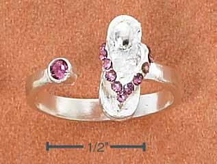 Sterling Silver Pink Crystal Sandal Toe Ring Sandals