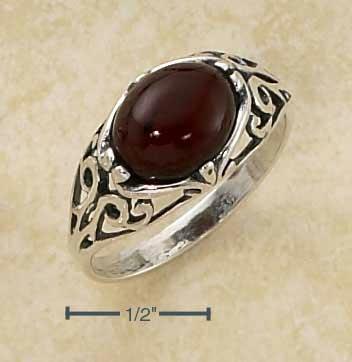 Sterling Silver Cherry Amber Filigree Ring Size: 7 Cherry Amber Jewelry
