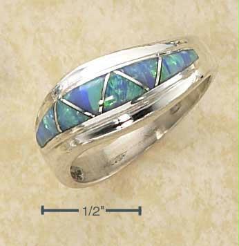 Sterling Silver Hp Twist With Blue Lab Opal Triangle Inlay Ring