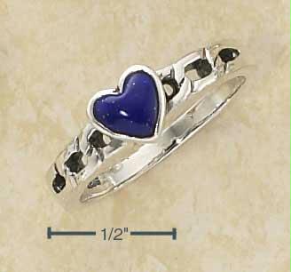 Sterling Silver Small Lapis Heart On Open Curb Link Band