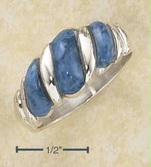 Sterling Silver Fancy Shrimp Ring With Denim Lapis Stones