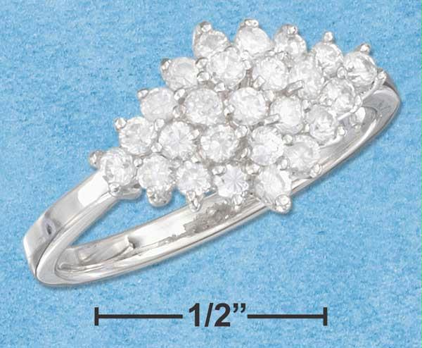 Sterling Silver Small Diamond Shape Round Cz Cluster Ring