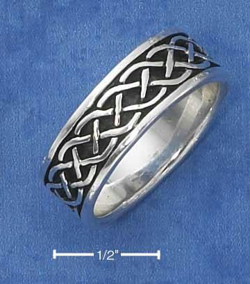 Sterling Silver 7mm Antiqued Celtic Braid Band Ring Size: 7