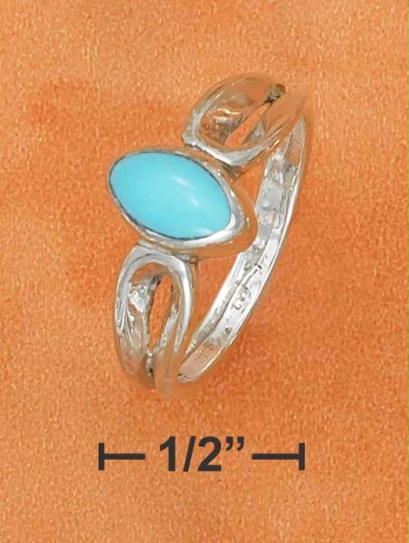 Sterling Silver 6X10mm Oval Turquoise Ring with Looped Shank Size: 7