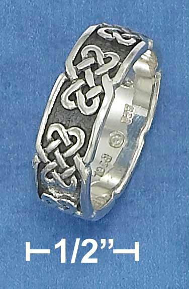 Sterling Silver 7mm Celtic Heart Knots Band Ring