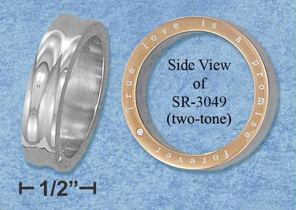 Stainless Steel Unisex 6mm Inscribed Two Tone Wedding Band