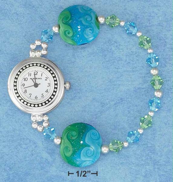 Sterling Silver 7 Inch Austrian Crystal  Glass Lampwork Bead Jelly Wire Stretch 