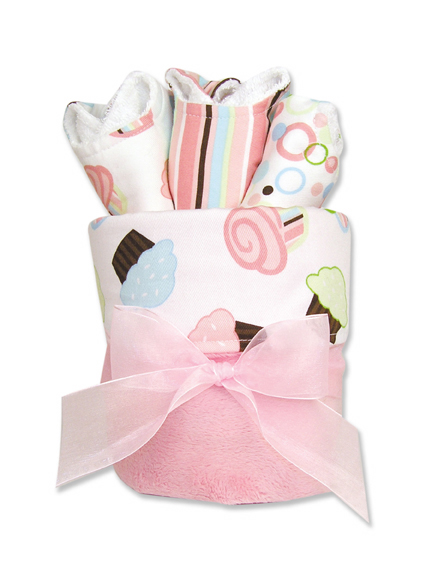 TrendLab 109170 4 Piece Blanket Gift Cake Cupcake Percale With Pink Velour Back Blanket